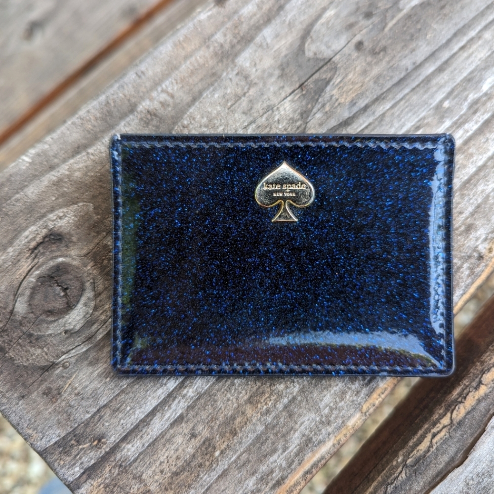 Kate Spade Slim Blue Glitter Bug Cardholder